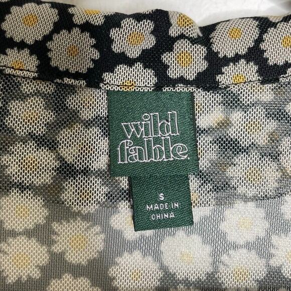 Wild Fable Black Daisy 90s Y2K Button Up Mesh Long Sleeve Dress Size S Women's - Picture 3 of 7